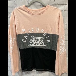 ONE FIRE women's long wide t-shirt/ t-shirt black pink size M. 100% cotton.